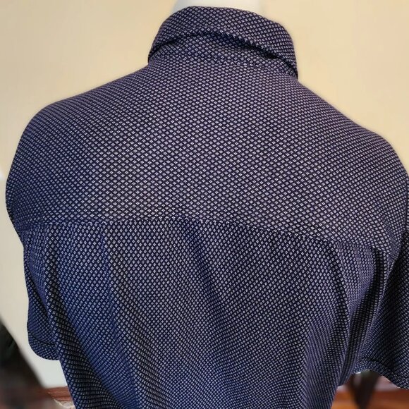 Point Zero BLK, Men's short sleeve, button, Navy & white diamonds, XL, Shirt - Picture 3 of 5